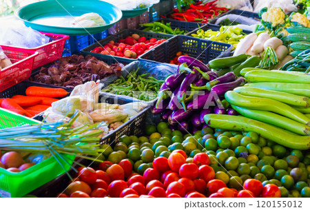 Food market with fruit and vegetable stall Food market with fruit and vegetable stall 120155012