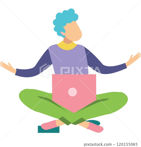 Vector brainstorming man working on laptop icon 120155065