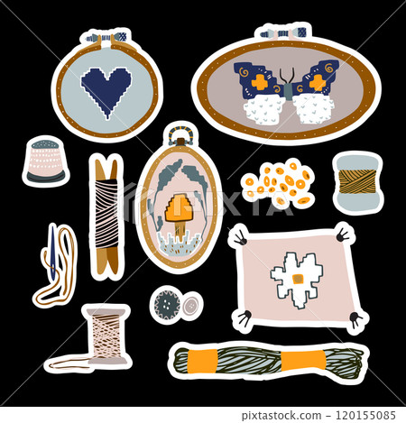 Embroidery sticker needlework clip art vector art Embroidery sticker needlework clip art vector art 120155085
