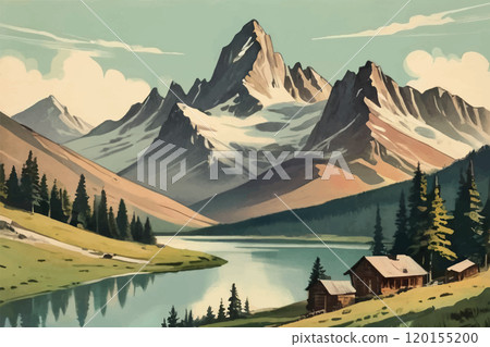 Vector illustration of a mountain landscape. 120155200