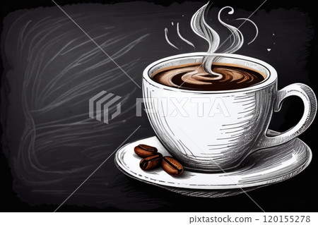 A cup of coffee an the black board. 120155278