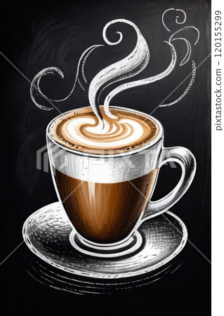 A cup of coffee an the black board. A cup of coffee an the black board. 120155299
