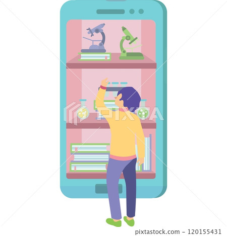 Online school icon kid study via mobile phone Online school icon kid study via mobile phone 120155431