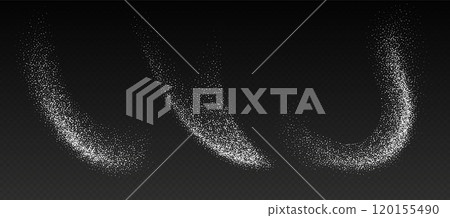 Falling sugar powder, flying salt. White crystals. Falling sugar powder, flying salt. White crystals. 120155490