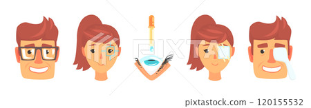Ophthalmology Care and Checkup with Eye Sight Examination Object Vector Set 120155532