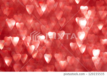 Love and romance background. Romantic red love background with hearts and bokeh. 120155535