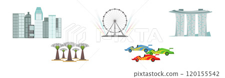 Singapore Culture Sightseeing Tour and Travel Object Vector Set 120155542