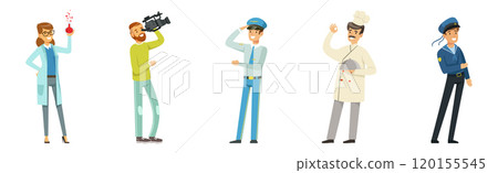 People Character of Different Profession Standing Pose Vector Set 120155545