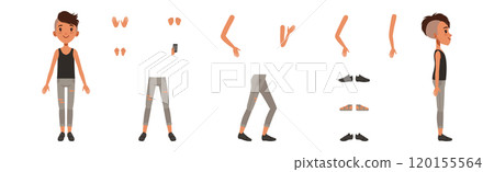 Teen Boy Character Creation with Body Part Vector Set 120155564