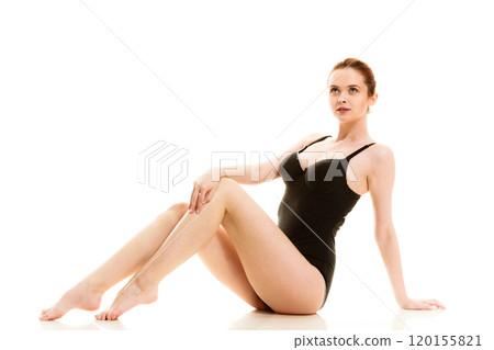 Attractive woman in black swimsuit style underwear Attractive woman in black swimsuit style underwear 120155821