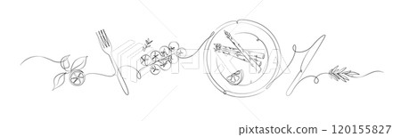 Seafood linear art silhouette asparagus Seafood linear art silhouette asparagus 120155827