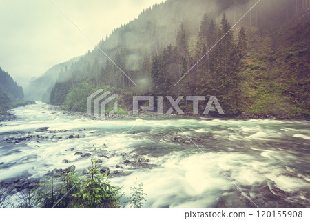 Latefossen waterfall and river in Norway 120155908