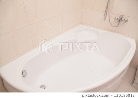 Interior of Modern Bathroom. Corner Acrylic Bath. Interior of Modern Bathroom. Corner Acrylic Bath. 120156012