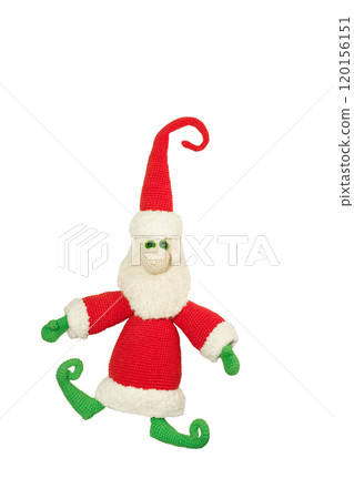 knitted toy funny Santa Claus on white background knitted toy funny Santa Claus on white background 120156151