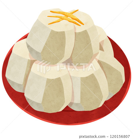 小紅盤和燜芋頭水彩風格手繪插畫 120156807
