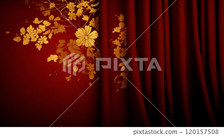 Red curtains and floral patterns AI-generated material Red curtains and floral patterns AI-generated material 120157508