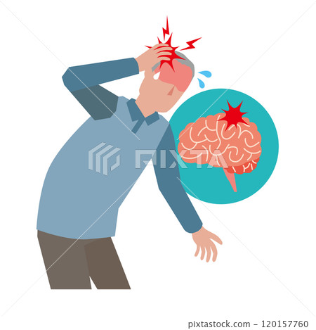 Elderly man having a headache Elderly man having a headache 120157760