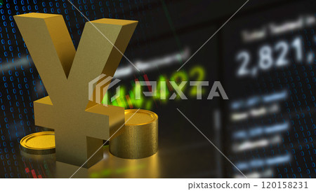 The Gold  yuan  symbol for Business concept 3d rendering. 120158231