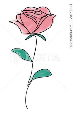 A single-stroke illustration of a rose A single-stroke illustration of a rose 120158271