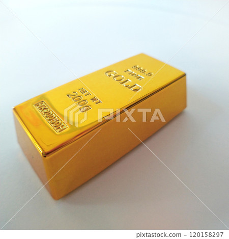 ingot of gold of the highest standard on a white background ingot of gold of the highest standard on a white background 120158297