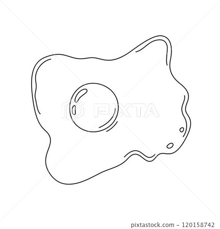 Simple hand-drawn vector of fried eggs, a traditional breakfast food high in protein. Perfect for menu or poster design, highlighting a healthy, organic diet choice and vital energy source Simple hand-drawn vector of fried eggs, a traditional breakfast food high in protein. Perfect for menu or poster design, highlighting a healthy, organic diet choice and vital energy source 120158742