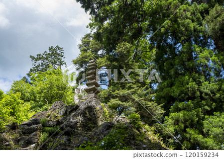 Seven-story stone pagoda at the Okunoin Temple of Muroji Temple, Nara Prefecture, Uda City Seven-story stone pagoda at the Okunoin Temple of Muroji Temple, Nara Prefecture, Uda City 120159234