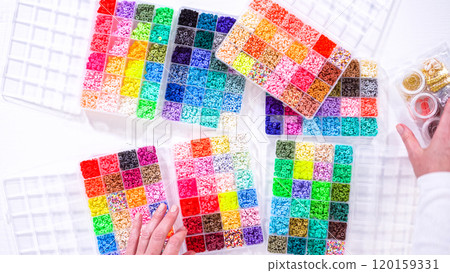 Beads, Hands, top view 120159331