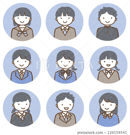 Icon set of children in uniform Icon set of children in uniform 120159541