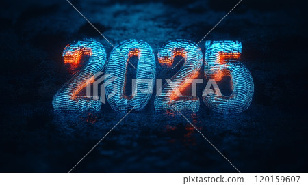Bright and colorful representation of the year 2025 celebrating the New Year countdown 120159607