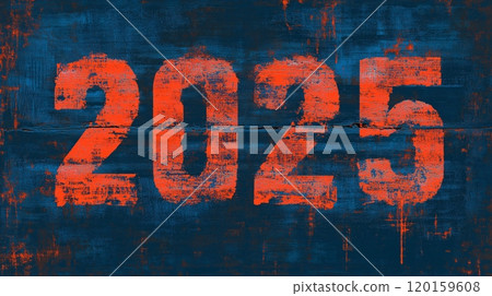 Celebrating the arrival of New Year 2025 with vibrant colors and bold numbers at midnight 120159608