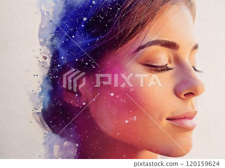 Watercolor touch of a woman 120159624