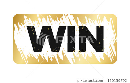 Golden scratchcard surface in rectangle shape with scraped texture and Win text. Raffle, lottery, sale coupon or promo code card template. Vector illustration 120159792