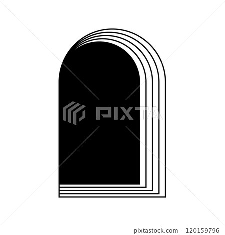 Concentric arch frames isolated on white background. Archway shape in trendy boho or art deco style. Doors or gate, window or portal framework. Vector graphic illustration 120159796