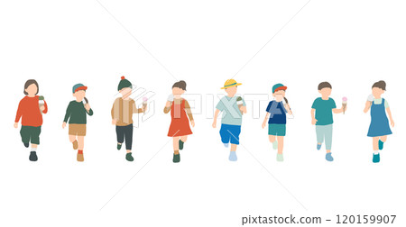 Set of kids eating ice cream 120159907