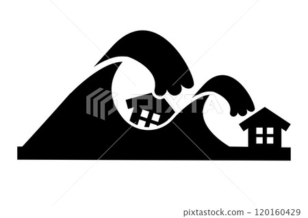 Silhouette of a house being swallowed by the tsunami 120160429