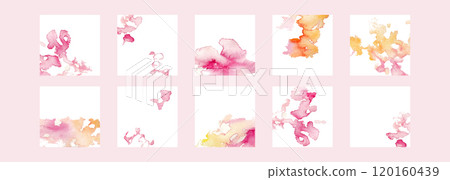 Watercolor painting. Vector background with watercolor touch. Background like paint stains. Auspicious Japanese background for New Year. Pink abstract image. Watercolor painting. Vector background with watercolor touch. Background like paint stains. Auspicious Japanese background for New Year. Pink abstract image. 120160439
