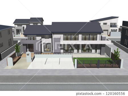 房子 住宅區 城市景觀 新樣品屋（3DCG 影像） 白色背景 120160556
