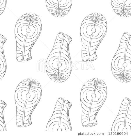 Outline Salmon steaks Seamless pattern. Healthy Eating Day Background or wallpaper design concept 120160604