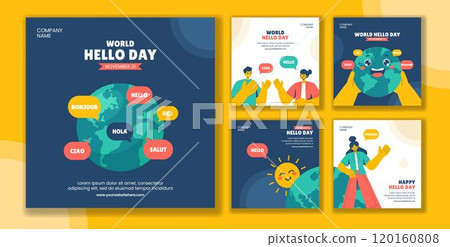 World Hello Day Celebration Flat Cartoon Social Media Post Template Illustration World Hello Day Celebration Flat Cartoon Social Media Post Template Illustration 120160808