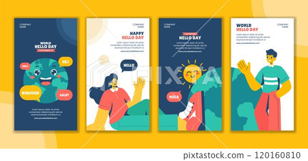 Social Media Stories for World Hello Day in a Flat Cartoon Style Illustration 120160810
