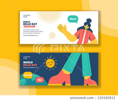 Flat Cartoon Template Illustration for World Hello Day Horizontal Banner Flat Cartoon Template Illustration for World Hello Day Horizontal Banner 120160812