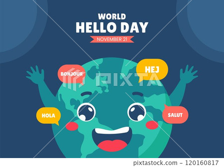 Social Media Background Vector Illustration for World Hello Day in Cartoon Style 120160817