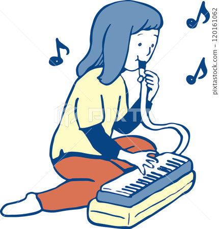 女孩玩鍵盤口琴 120161062