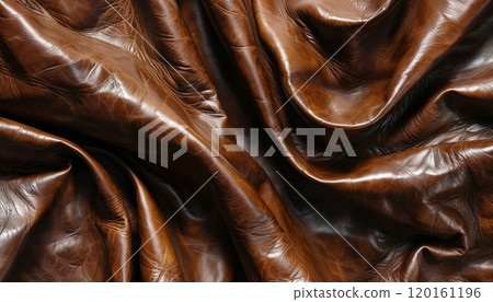Brown leather material with wrinkles and fluttering edges Brown leather material with wrinkles and fluttering edges 120161196
