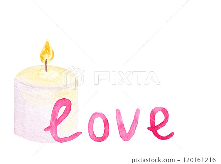 White burning candle with hand written word love in front of it watercolor illustration isolated on white. Perfect for St Valentine cards, romantic invitations, stickers, stationary decor, packages. White burning candle with hand written word love in front of it watercolor illustration isolated on white. Perfect for St Valentine cards, romantic invitations, stickers, stationary decor, packages. 120161216