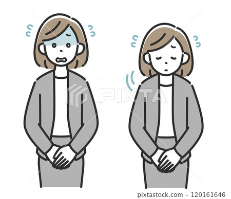 穿著西裝道歉的女商人 120161646