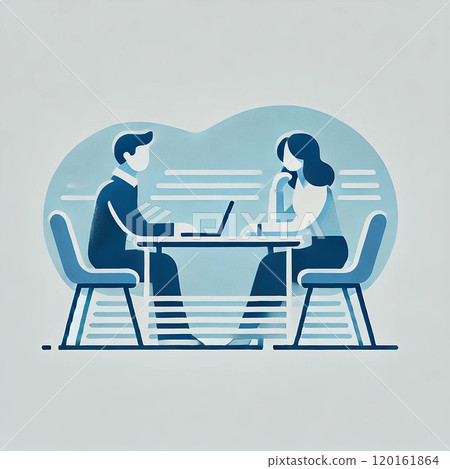 Illustration of team members discussing during a business meeting 120161864