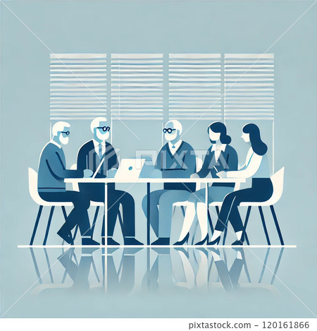 Illustration of team members discussing during a business meeting 120161866