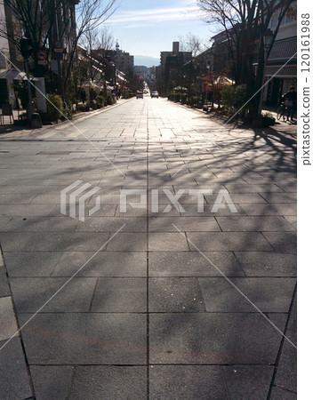 Cobblestone street at evening scene 120161988
