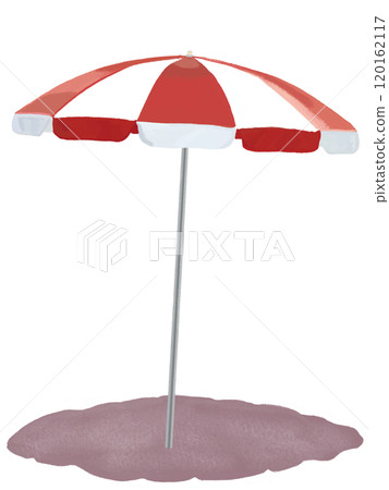Beach umbrella (red) with shadow 120162117